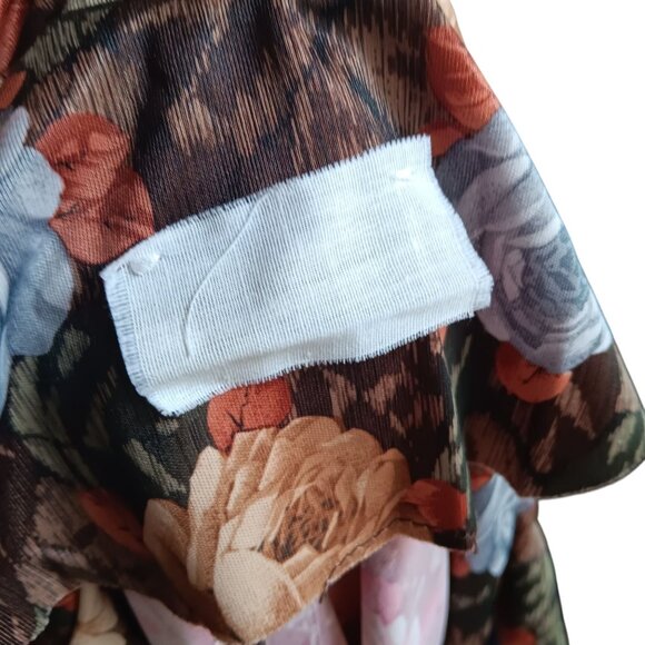 Vintage Medium 1970's Womens Blazer Jacket Polyester Floral Notch Lapel Cropped - Picture 7 of 7